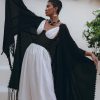 Black Poncho Robe Boho Cape For Women Prom
