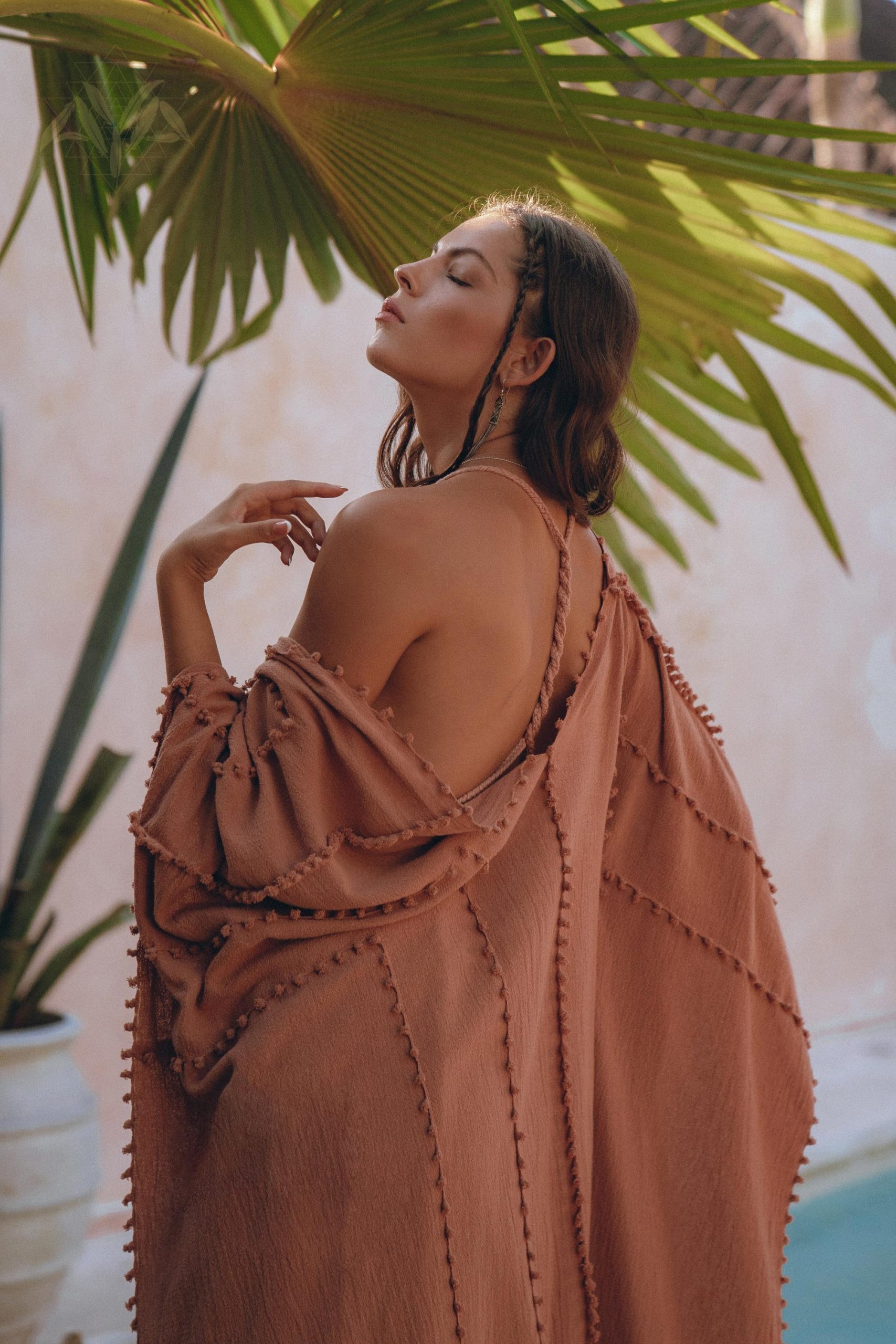 Pink Cotton Robe Handmade Bohemian Poncho Boho Cape