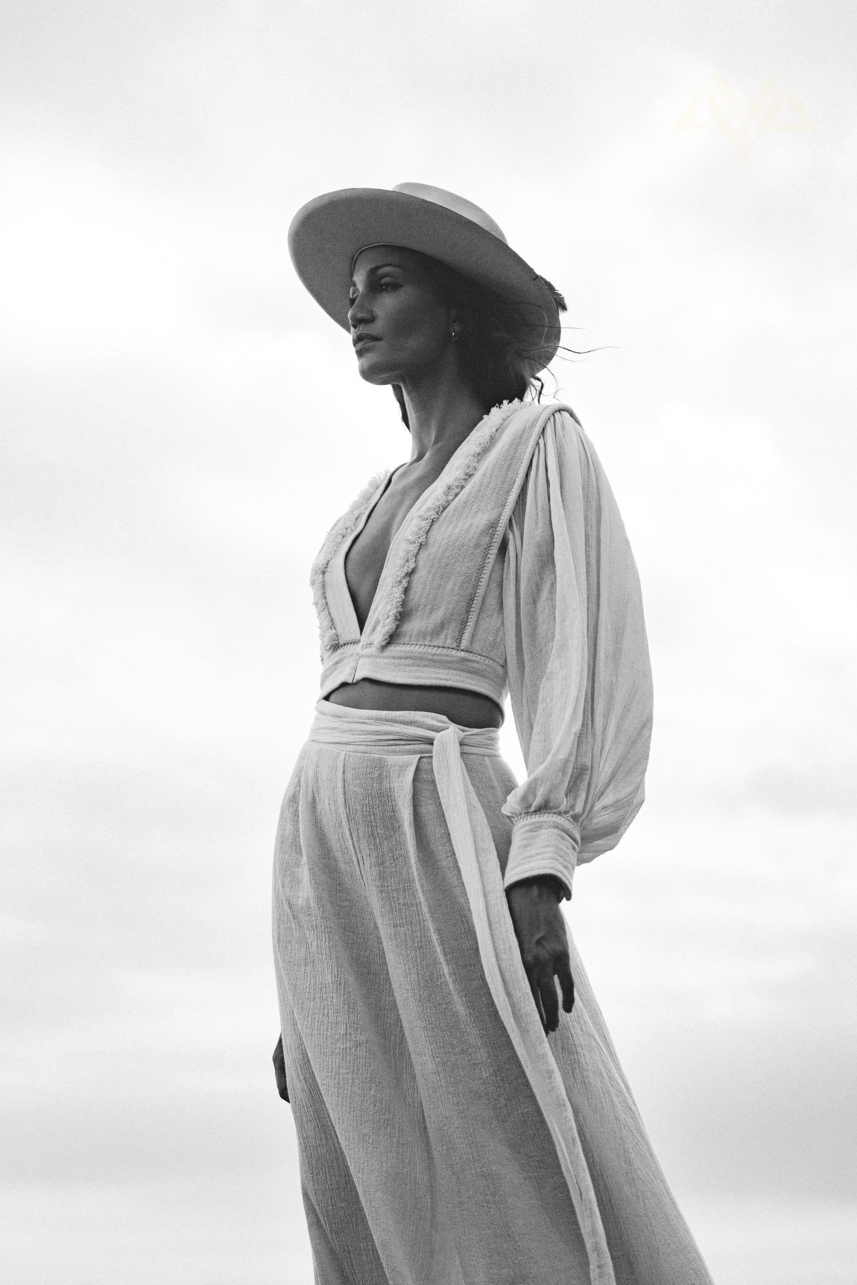 Off White Gaia Top Cuffed Sheer Puff Sleeved