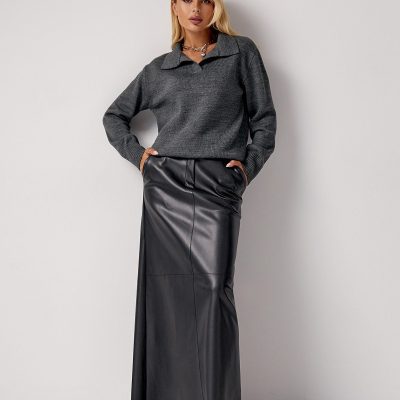 Wool Sweater Women Polo Collar Pullover Casual Loose